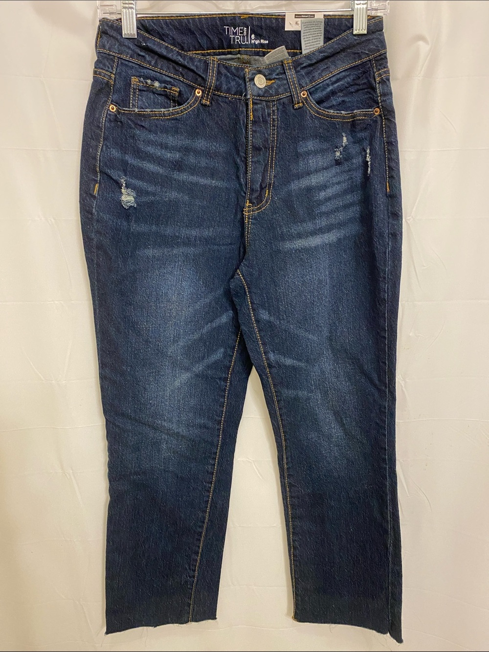 Time and Tru Dark Blue High-Rise Cropped Jeans
